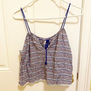 Paisley rope & tassel sleep cami tank top